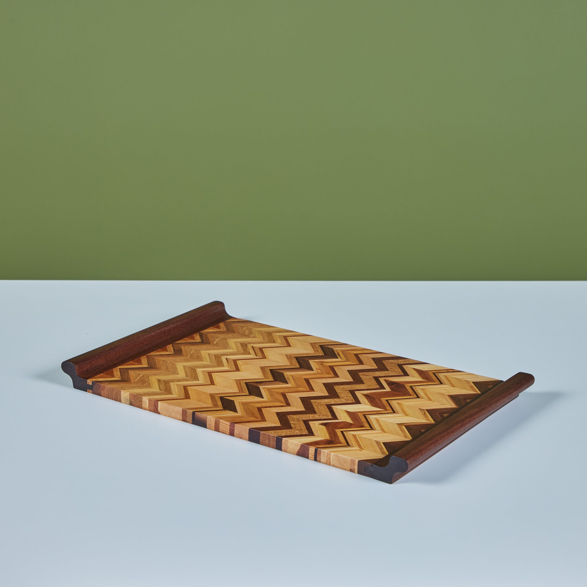 ON HOLD ** Don Shoemaker Geometric Marquetry Decorative Tray for Señal
