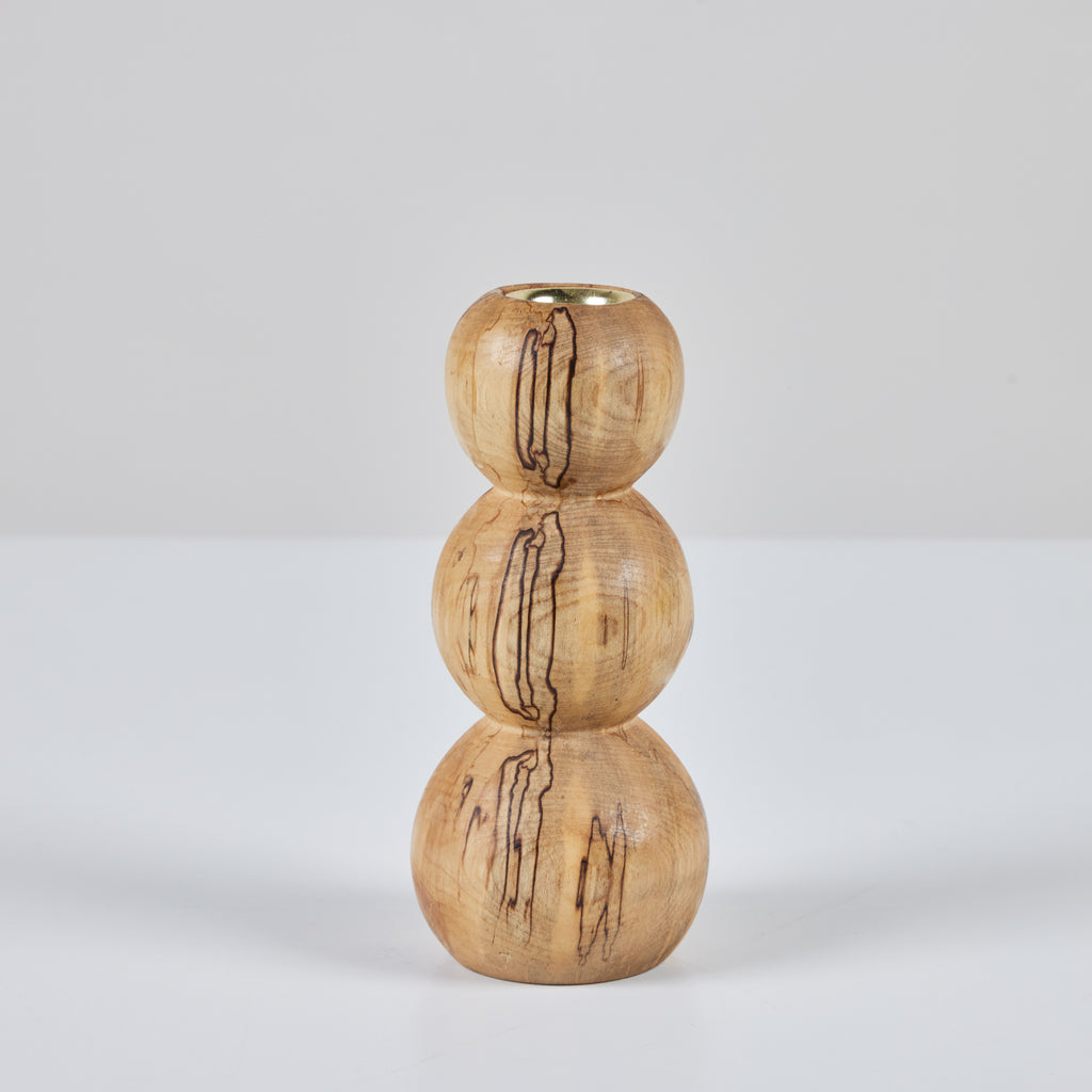 Hand Turned Spalted Birch Bubble Candlestick Holder by Evan Segota DEN