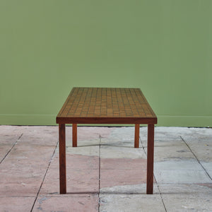 ON HOLD ** Gordon & Jane Martz Rectangular Coffee Table with Walnut Mosaic Inlay