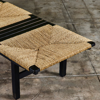AFM Japanese Modernist Slat Bench with Rush Seat
