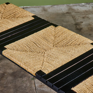 AFM Japanese Modernist Slat Bench with Rush Seat