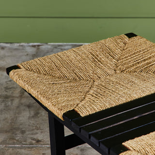 AFM Japanese Modernist Slat Bench with Rush Seat