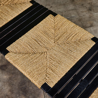 AFM Japanese Modernist Slat Bench with Rush Seat