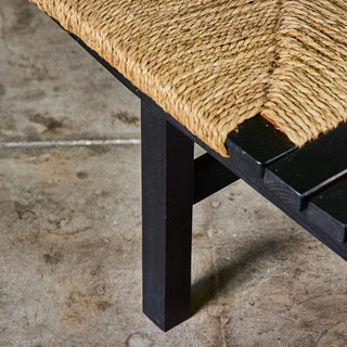 AFM Japanese Modernist Slat Bench with Rush Seat