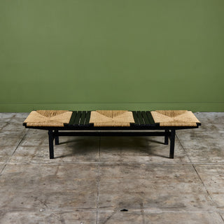 AFM Japanese Modernist Slat Bench with Rush Seat