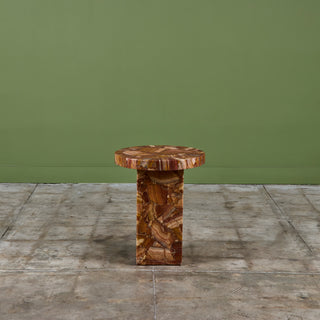 Arturo Pani Onyx Pedestal Side Table for Muller of Mexico