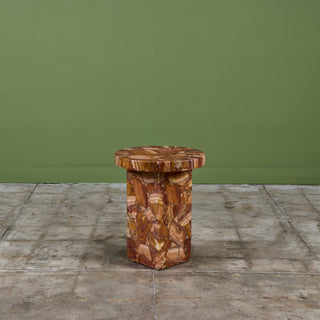 Arturo Pani Onyx Pedestal Side Table for Muller of Mexico