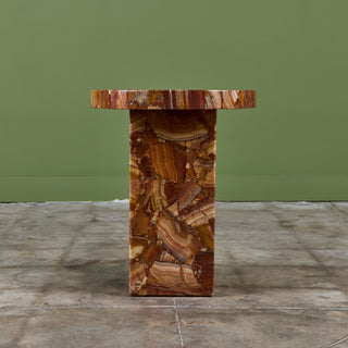 Arturo Pani Onyx Pedestal Side Table for Muller of Mexico