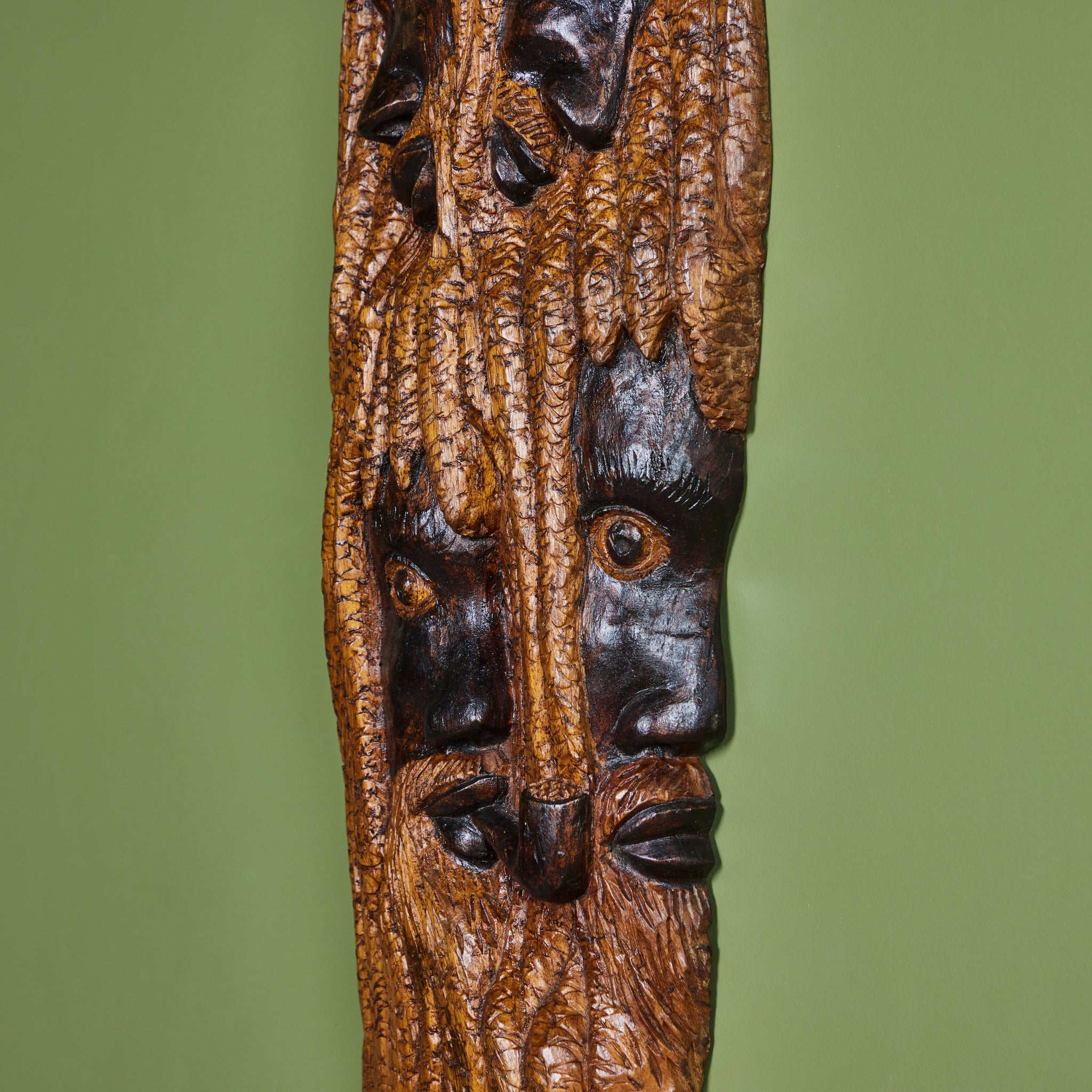 Alphaious Campbell Wood Carved Profile of a Man