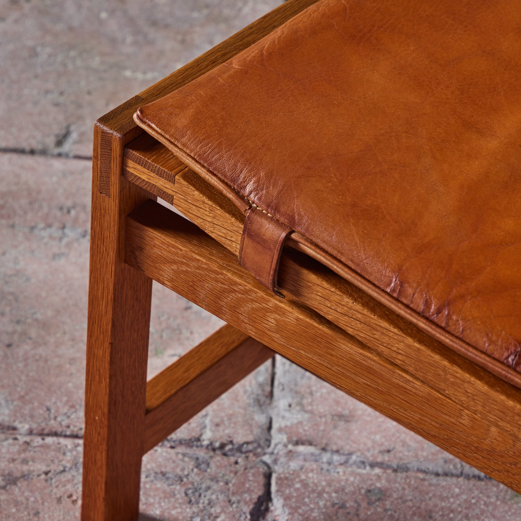 Arne Karlsen and Peter Hjort Leather and Cane Lounge Chair and Ottoman