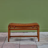Arne Karlsen and Peter Hjort Leather and Cane Lounge Chair and Ottoman