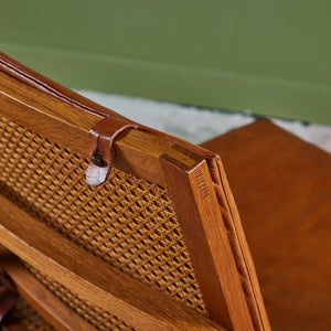Pair of Arne Karlsen and Peter Hjort Leather and Cane Lounge Chairs