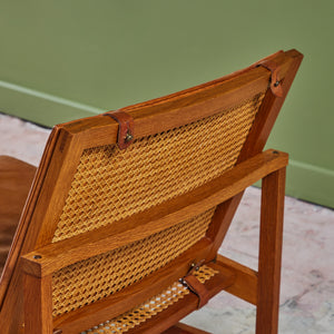 Pair of Arne Karlsen and Peter Hjort Leather and Cane Lounge Chairs