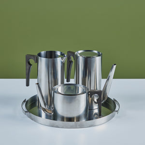 Arne Jacobsen Four Piece Stainless Steel Danish Coffee/Tea Set for Stelton