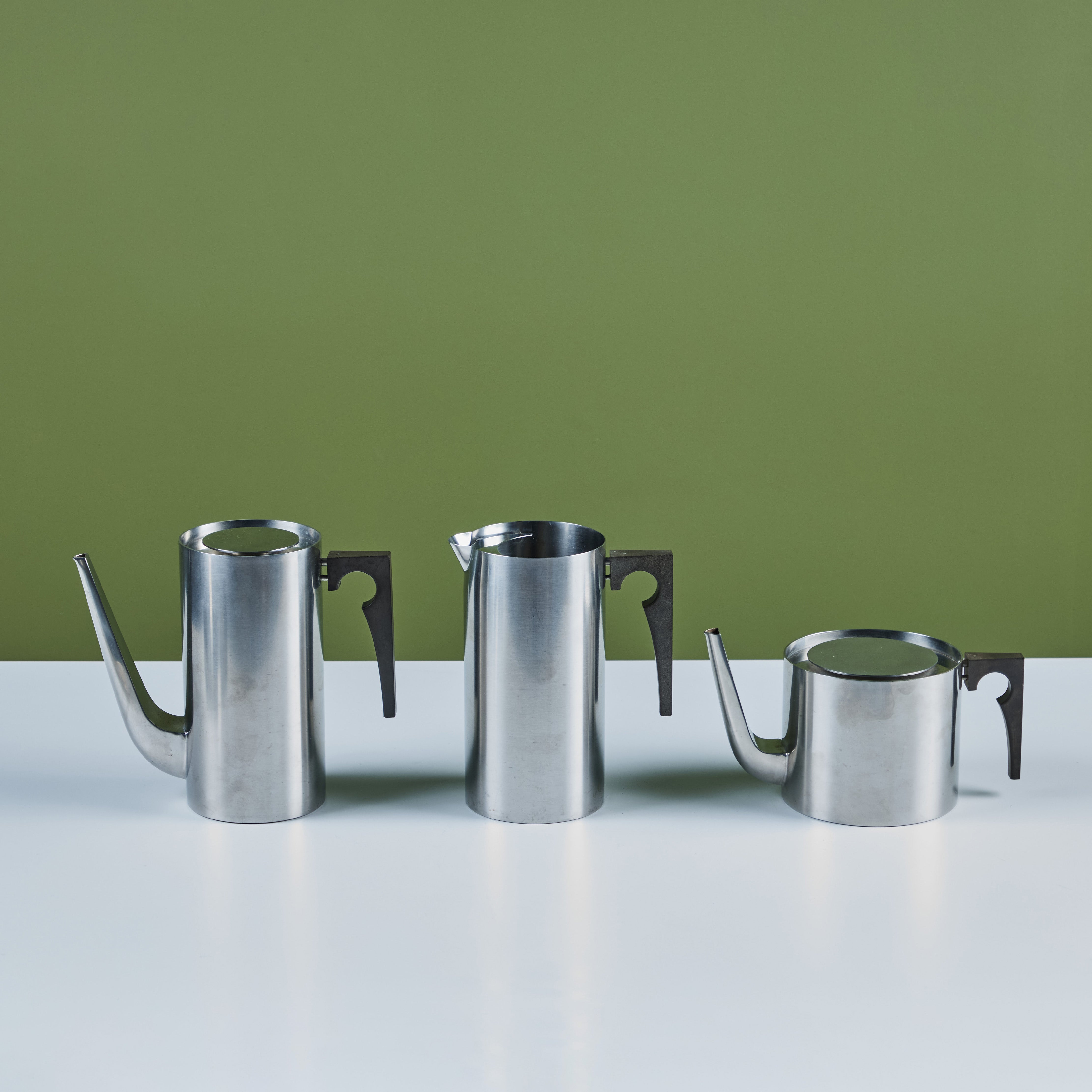 Arne Jacobsen Four Piece Stainless Steel Danish Coffee/Tea