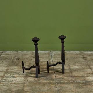 Arts and Crafts Andirons for Bradley and Hubbard