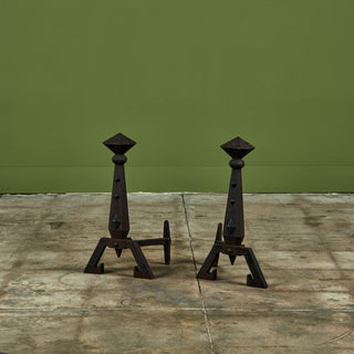 Arts and Crafts Andirons for Bradley and Hubbard
