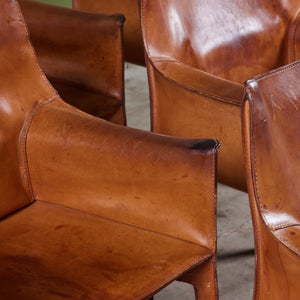 Set of Six Mario Bellini Cab Armchairs for Cassina
