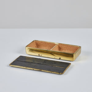 Ben Seibel Leather and Brass Lidded Box for Jenfred-Ware