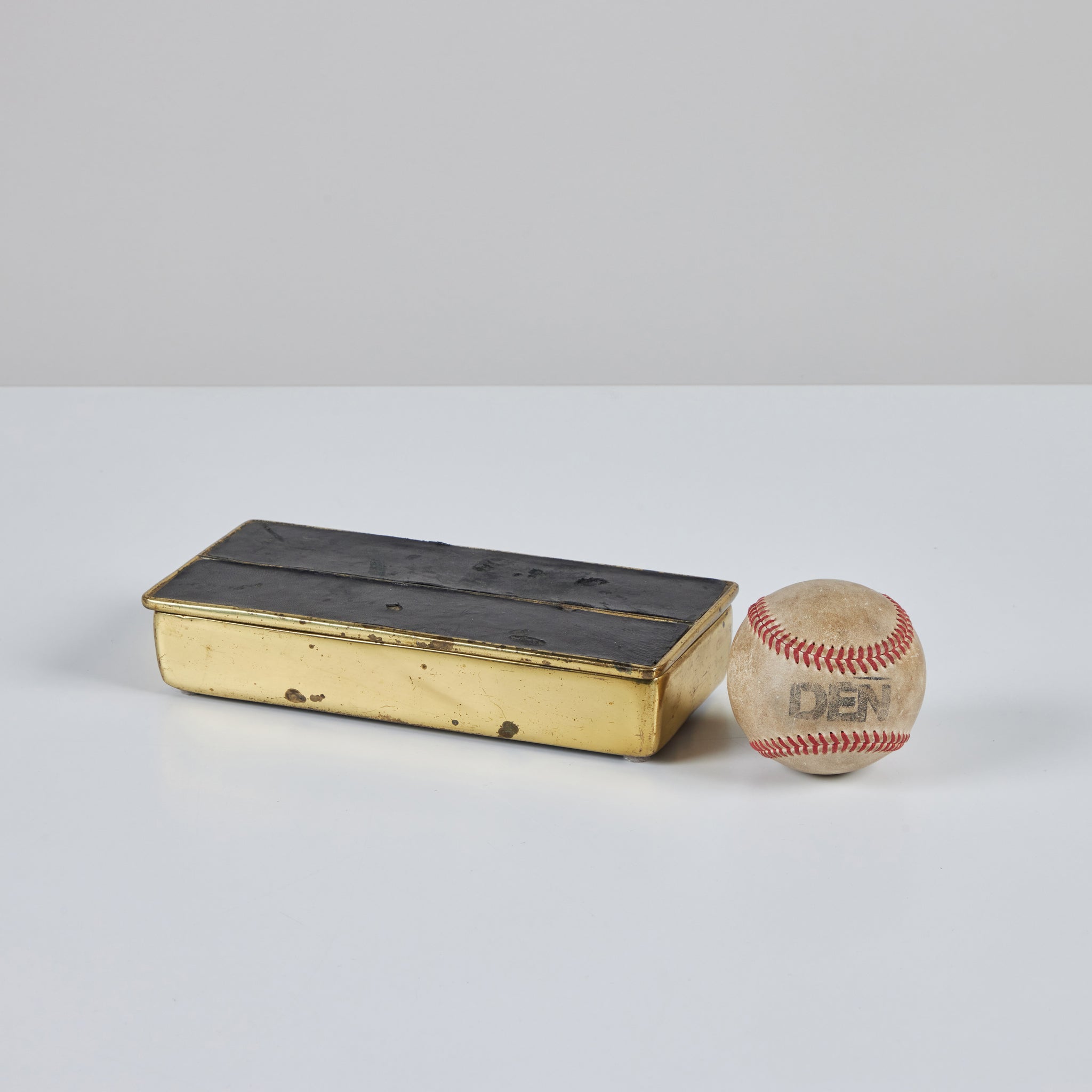 Ben Seibel Leather and Brass Lidded Box for Jenfred-Ware