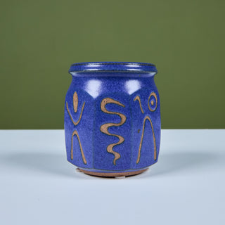 Etched Stoneware Glazed Cup