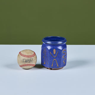 Etched Stoneware Glazed Cup