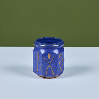 Etched Stoneware Glazed Cup