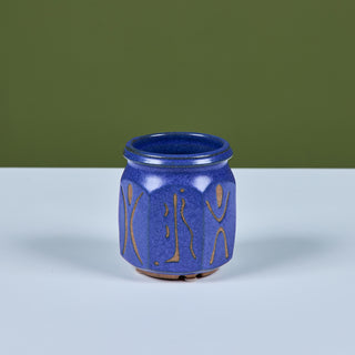 Etched Stoneware Glazed Cup