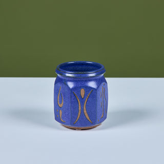 Etched Stoneware Glazed Cup