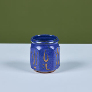 Etched Stoneware Glazed Cup