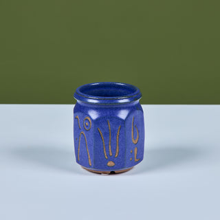 Etched Stoneware Glazed Cup