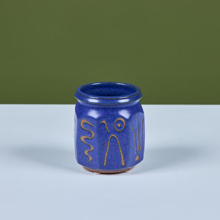 Etched Stoneware Glazed Cup