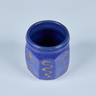 Etched Stoneware Glazed Cup