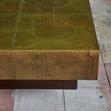 Brass Clad Coffee Table on Wood Plinth Base