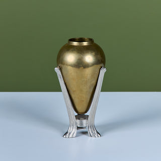 Art Deco Brass and Pewter Vase