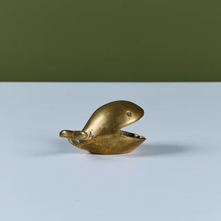 Brass Open Mouth Whale Ashtray
