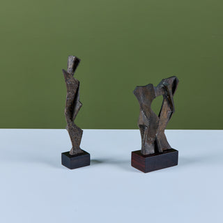 Angular Abstract Bronze Mounted Sculpture