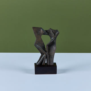 Angular Abstract Bronze Mounted Sculpture