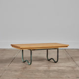 Bronze Patio Beach Table with Wood Top by Walter Lamb for Brown Jordan