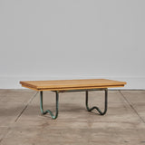 Bronze Patio Beach Table with Wood Top by Walter Lamb for Brown Jordan