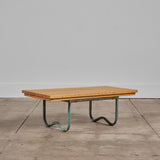 Bronze Patio Beach Table with Wood Top by Walter Lamb for Brown Jordan