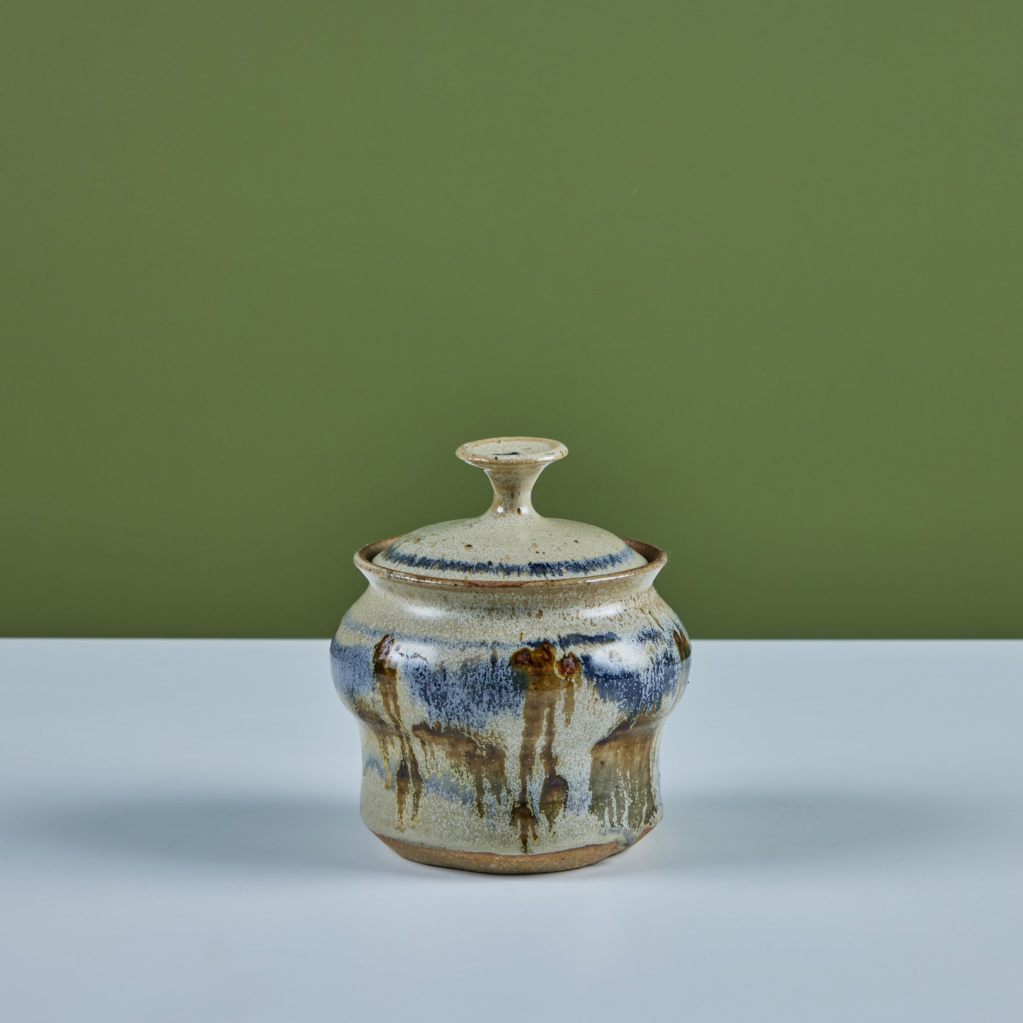 Lidded Ceramic Glazed Jar