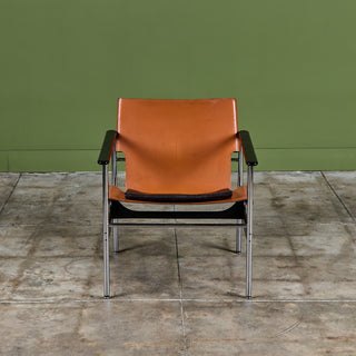 Charles Pollock Tan Leather Sling Chair for Knoll