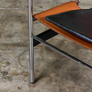 Charles Pollock Tan Leather Sling Chair for Knoll