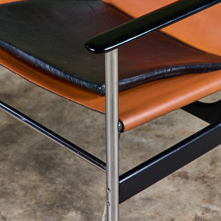 Charles Pollock Tan Leather Sling Chair for Knoll