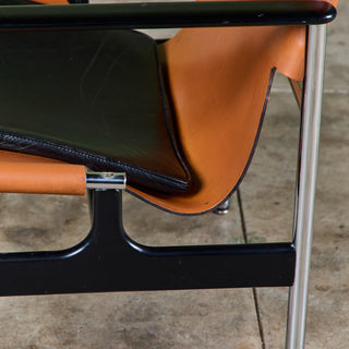 Charles Pollock Tan Leather Sling Chair for Knoll