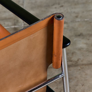Charles Pollock Tan Leather Sling Chair for Knoll