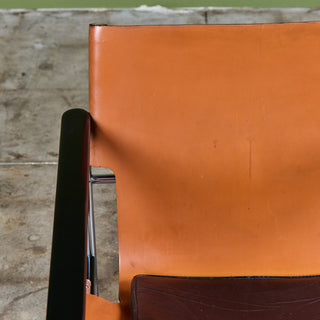 Charles Pollock Tan Leather Sling Chair for Knoll