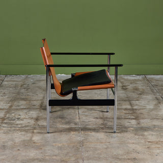Charles Pollock Tan Leather Sling Chair for Knoll