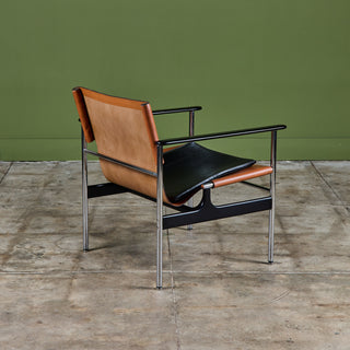 Charles Pollock Tan Leather Sling Chair for Knoll
